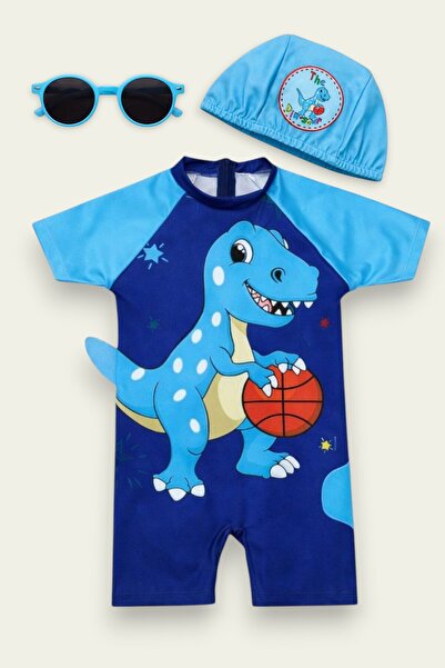 My Kids Wear Παιδικό Σετ Μαγιό με Σχέδια - Σετ 2 τεμαχίων με Σκουφάκι και Γυα...