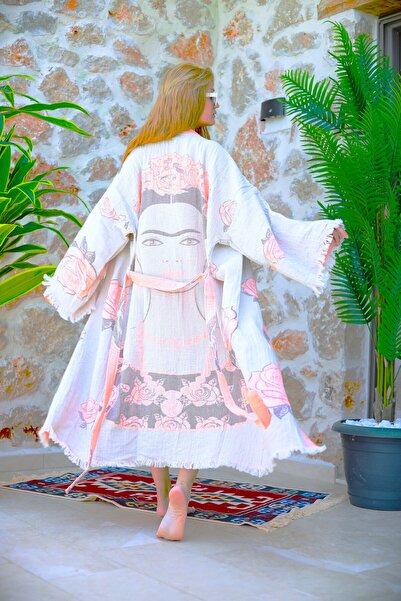 Denizli Kimono 3 Layers of Muslin Woven 100% Cotton Frida Kahlo Pattern Kimon...