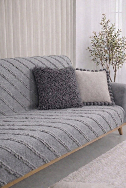 Shopyteks Κάλυμμα καναπέ από σενίλ 170x210 με μοντέρνο σχέδιο γραμμών, φιλικό...