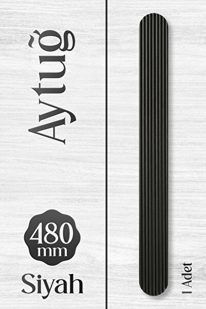 Badem10 Aytuğ Geniş T Ριγέ Οβάλ Μαύρη Λαβή Συρταριού 480 mm Μοντέρνα Κομψή Λα...