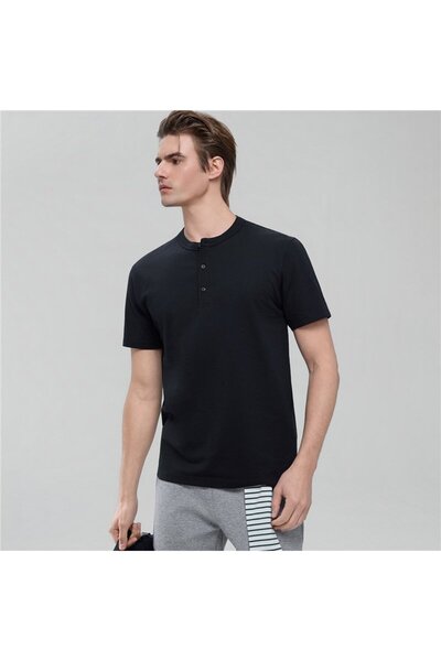 Giordano Men’s Slim Henley Short-Sleeve Button Front Tee