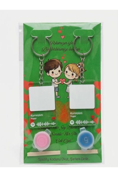 deryora Spotifay 2'li Parmak Izi Çift Anahtarlık Seti Sevgili Anahtarlık Arka...