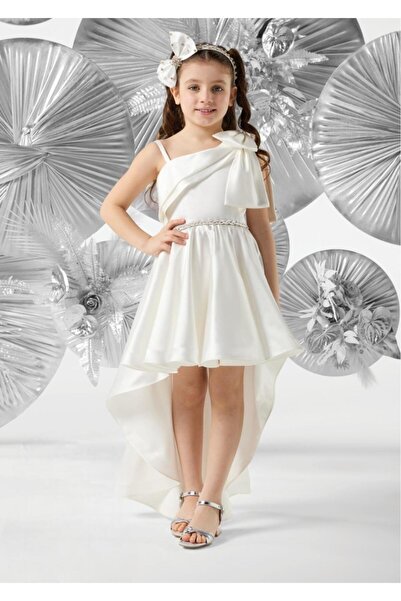 meneviş çocuk giyim Rochie de seară pentru fete, cu detaliu fundă și trenă di...