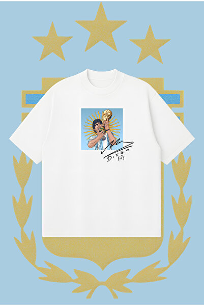 PURE POWER Maradona Argentina Oversize Boxy Fit Unisex 100% Cotton Tshirt – P...