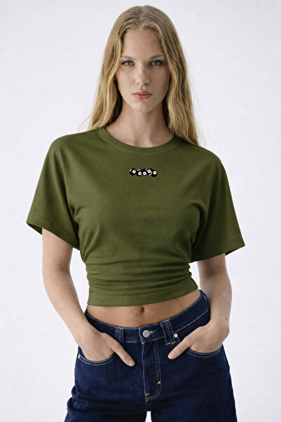 COMBİNE MİCHAİL Γυναικεία μπλούζα με στάμπα μπιλιάρδου σε χακί χρώμα