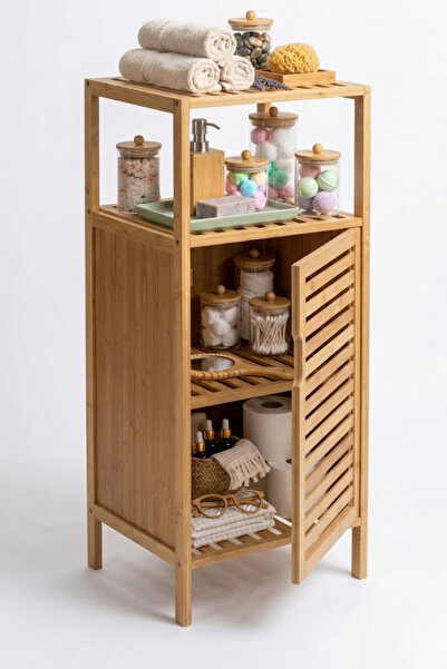 Milonsa Bambu Banyo Rafı Çok Amaçlı Raflı Organizer – Ahşap Banyo Dolabı Kapa...