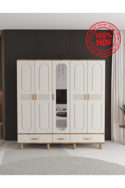 Teen & Bright DOVA 5 KAPAKLI ÇEKMECELİ GARDIROP - TAMAMI MDF
