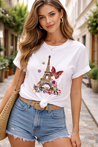 By Layina Paris Eyfel Tower Printed Oversized Women's T-Shirt / T-Shirt
