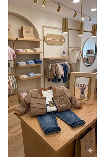 Süet Ceketli Denim Pantolonlu 3'lü Erkek Takım