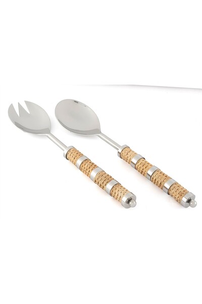 Mikasa Moor Silver Wicker Salad Serving Set