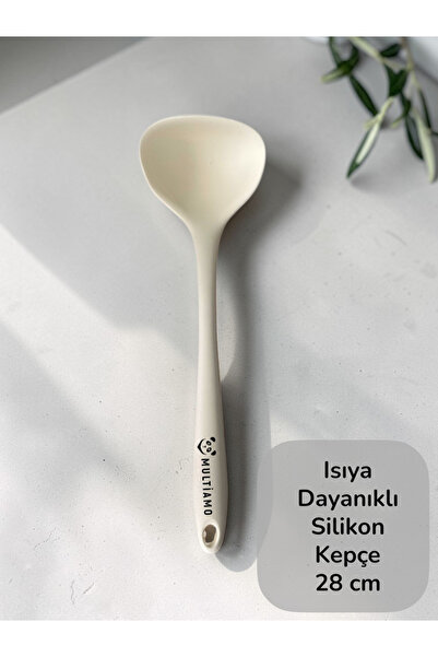 Multiamo Sert Uçlu Isıya Dayanıklı Yanmaz Yapışmaz Silikon 28 Cm Kepçe 1 Adet...