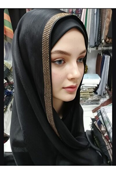 hilalay SİYAH ABİYE ÖNÜ TAŞLI ŞAL