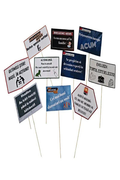 OEM Set Propsuri Botez, “Breaking News”, Carton lucios, multicolor, 12×20, 10...
