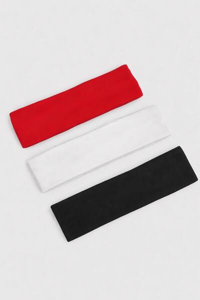 New Obsessions 3 τεμάχια Κόκκινο-Λευκό-Μαύρο Ελαστάνινο Ζέρσεϊ Κορδέλα Μαλλιών