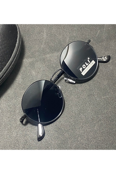 POLI Στρογγυλά γυαλιά ηλίου με μαύρο μεταλλικό σκελετό, ρετρό σχέδιο, μοντέρν...