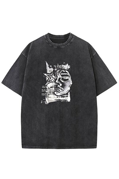 bellanova Μπλουζάκι με στάμπα, κορυφαίας ποιότητας, vintage πλυμένο, στυλ δρό...