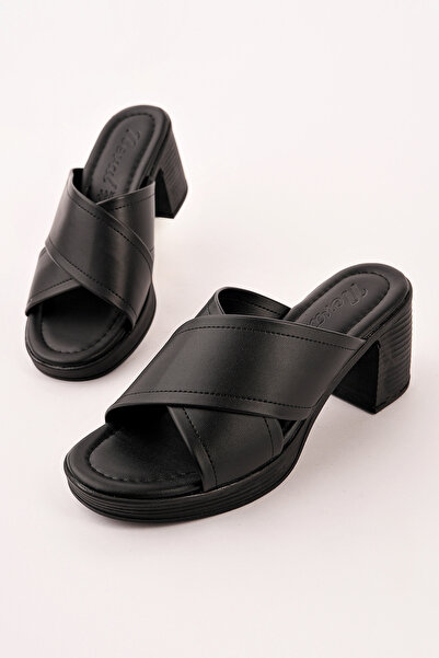 Madam Tarz NVL-795 Παντόφλες με χοντρό τακούνι CrossBelt