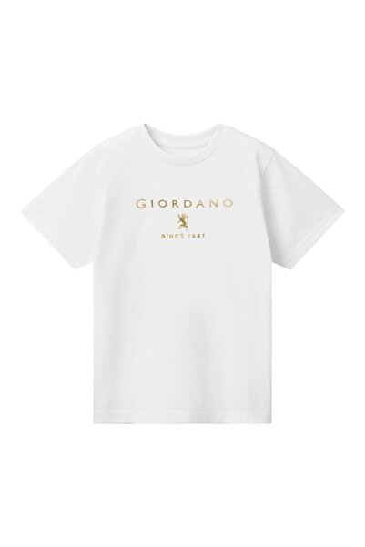 Giordano تي شيرت جونيورز من القطن ذو قصة عادية وياقة دائرية مطبوعة
