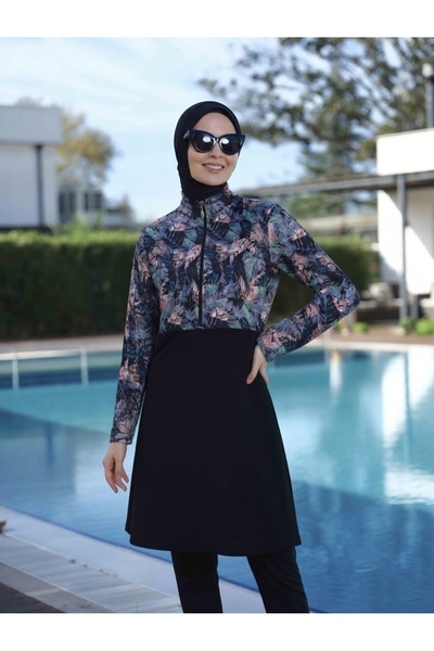 MEBA Γυναικείο μαγιό από ύφασμα Lycra με μισό φερμουάρ και πλήρως καλυμμένο χ...