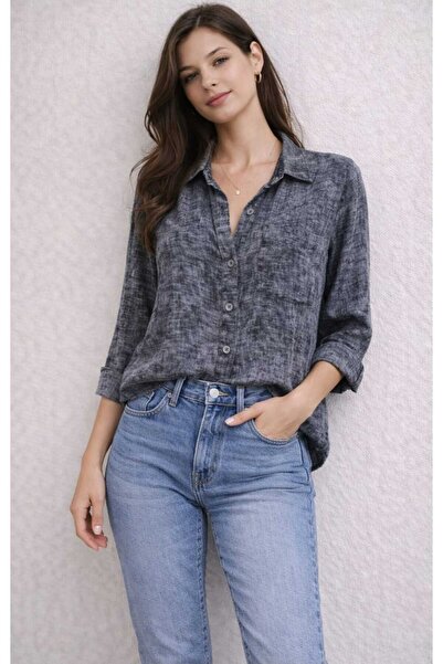 DİMA Standard Size Wash Detailed Long Sleeve Shirt