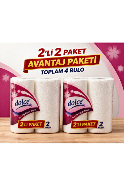 Genel Markalar Dolce Çift Katlı Kağıt Havlu 2'li Rulo 2 Paket Yüksek Emicili ...