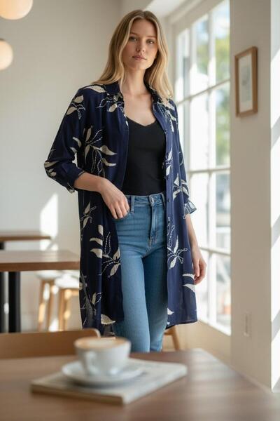 VETRE Women's Plus Size Long Viscose Shirt