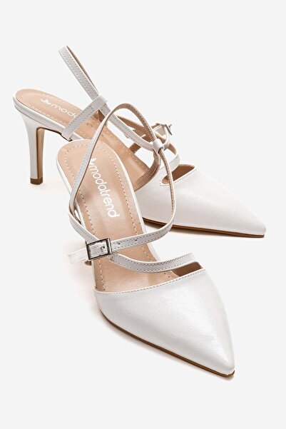 CCWAY AYAKKABI Γυναικεία πέδιλα με χιαστί τακούνι ΛΕΥΚΑ ΤΣΑΛΑΜΠΑΤΑ