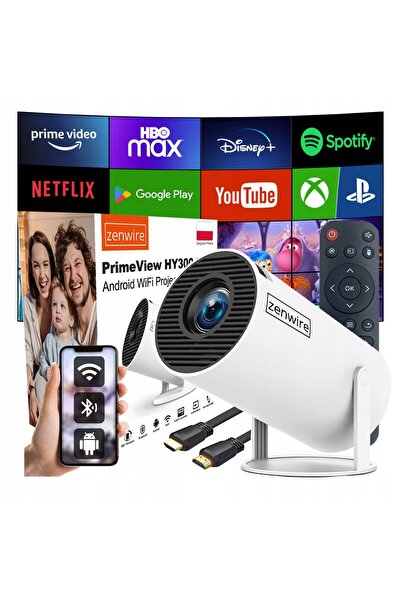 zenwire Proiector mini portabil cu Android TV, Wifi 6, 360°, Full HD 4K, Blue...