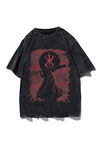 LAND MODA Μπλουζάκι με στάμπα, κορυφαίας ποιότητας, vintage πλυμένο, στυλ δρό...