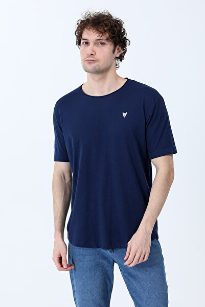 JB John Borners Ανδρικό T-Shirt με στάμπα και λαιμόκοψη ποδηλάτου, Μπλε ναυτι...