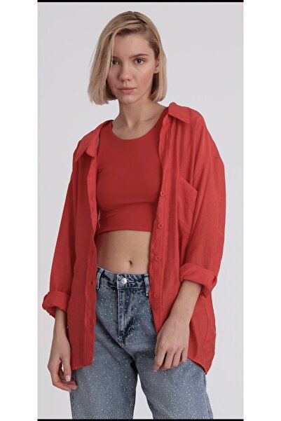 MG trend shop FAST Perry Düşük Omuz Oversize Premium Tencel Gömlek