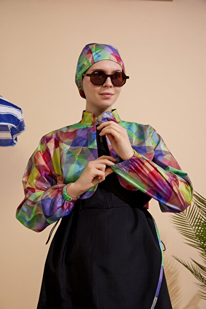 GAVLİA Women's Hijab Swimsuit 4-Piece Set - Half-Covering with Zipper..