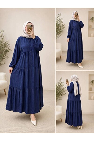 İLGEN FASHİON Jacquard Viscose Fabric, Hijab Dress, Buttoned, Loose Fit, Casu...