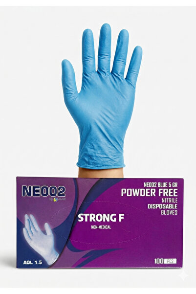 lalan STRONG F Tek Kullanımlık, Nitril Eldiven, 5 Gr Pudrasız, 100'lü Kutu (N...