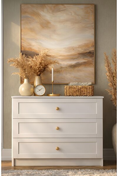 Noiss Home Decor Spring 3 Çekmeceli Şifonyer Beyaz Geniş Hacimli Tasarım