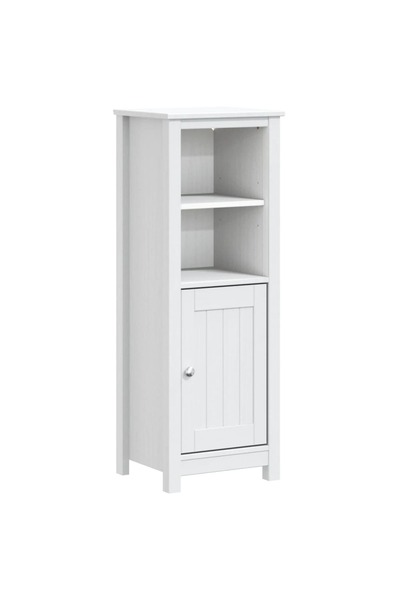 vidaxl Dulap de baie BERG, alb, 40x34x110 cm, lemn masiv de pin