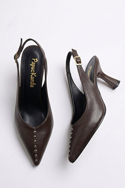 Papuckurdu Καφέ σατέν υφή με σατέν υφή, με μεσαία σόλα, με μυτερή μύτη, γυναι...