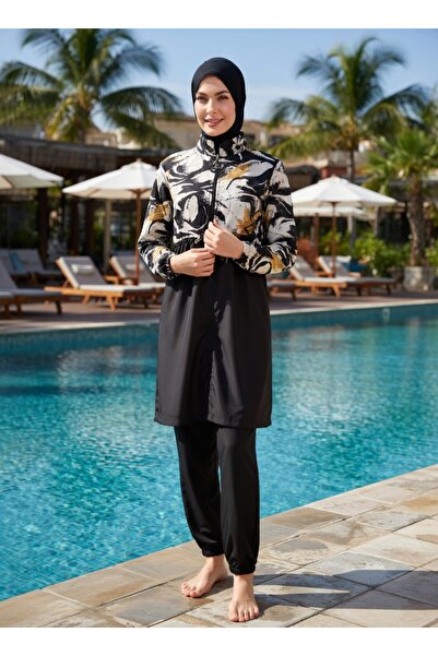 MEBA Γυναικείο μαγιό με φερμουάρ, πλήρως καλυμμένο, από ύφασμα που απωθεί το ...