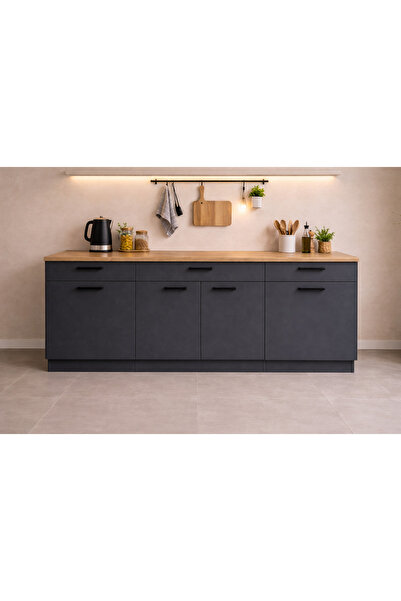 Tdesigno Tiny Mutfak 3 Çekmeceli 4 Kapaklı Alt Modül 200 cm - Çok Amaçlı Dola...