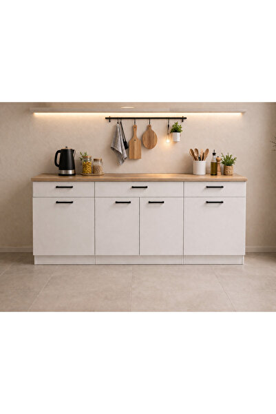 Tdesigno Tiny Mutfak 3 Çekmeceli 4 Kapaklı Alt Modül 200 cm - Çok Amaçlı Dola...