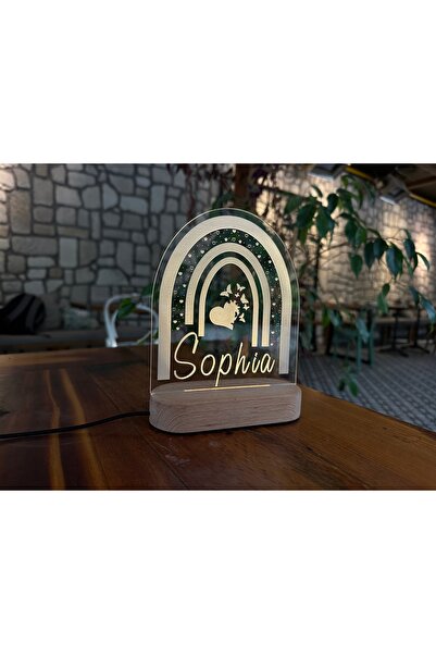 PETRADESIGN Kişiye Özel İsimli Çocuk Odası Ahşap Gece Lambası - USB Kablolu M...