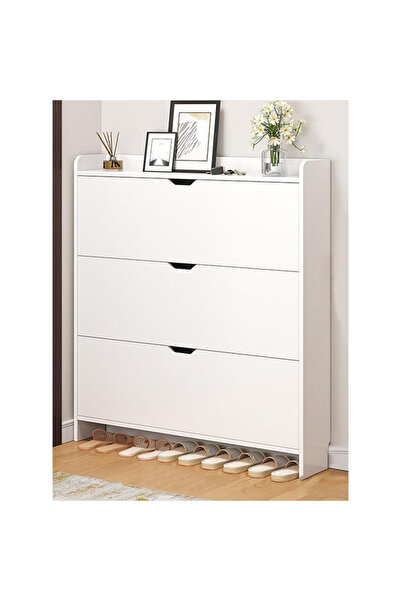 ZCM-HAPPY Three Tier Shoe Rack Organizer Storage Foldable Closet with Doors f...