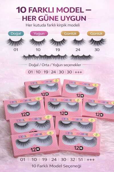 “Doğal’dan Yoğun’a 10’lu Kirpik Seti” PEMBE 10 LU SET