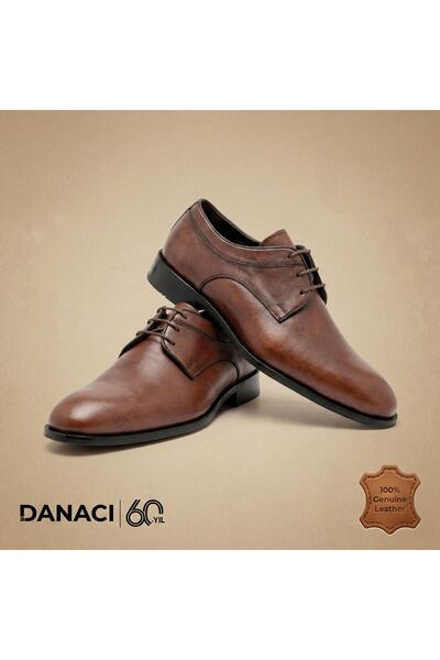 DANACI Erkek Hakiki Deri Taba Bağcıklı Klasik Günlük Derbi Ayakkabı