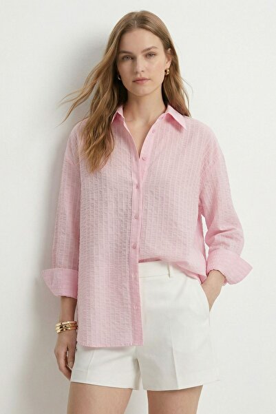 Rays Ροζ ριγέ πουκάμισο oversized 5460