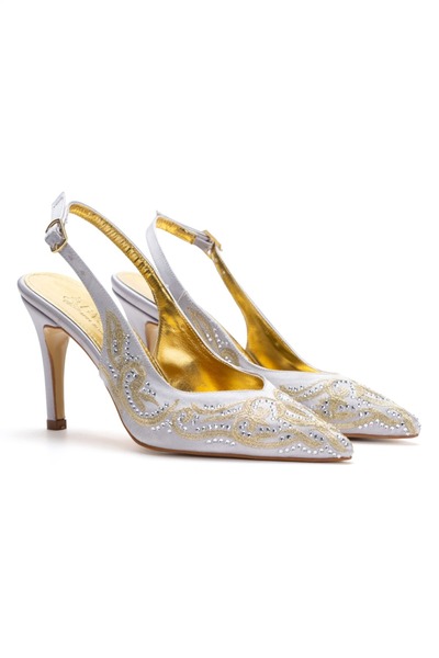 La Vivien Women's Stylish Patterned Special Edition Pointed Toe Open Back Eve...