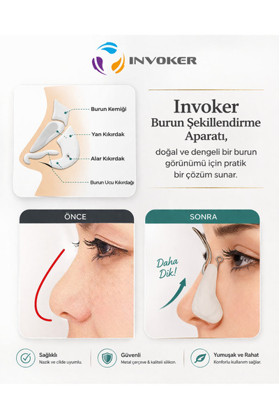 INVOKER Burun Kaldırma Aparatı Burun Şekillendirici Düzeltici Burun Kaldırıcı Ameliyatsız Burun Düzeltme