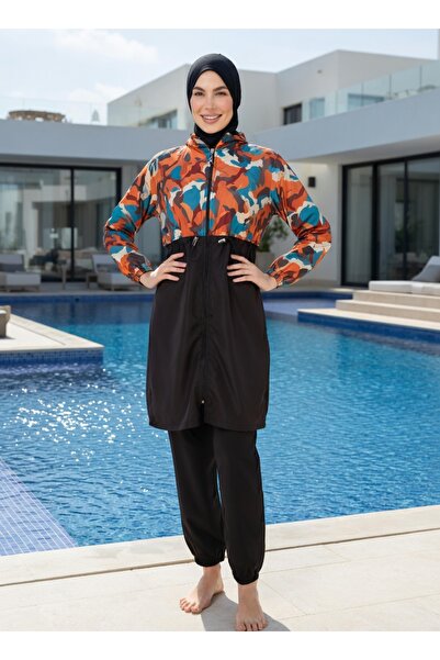 MEBA Γυναικείο μαγιό με φερμουάρ, πλήρως καλυμμένο, από ύφασμα που απωθεί το ...