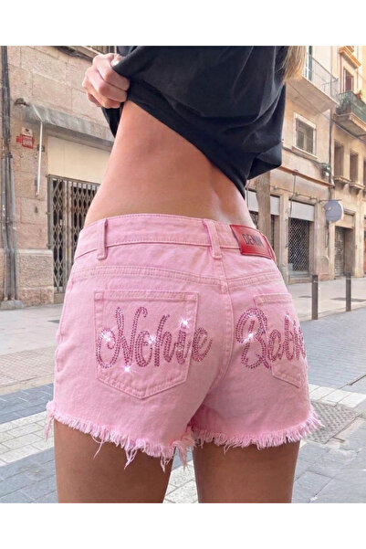 Toum Λαμπερό ρετρό vintage Y2K στρας μίνι σορτς