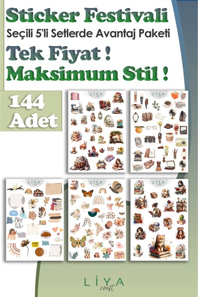 LiyaCraft 144 komada vintage knjiga i set estetskih naljepnica - planer, sves...